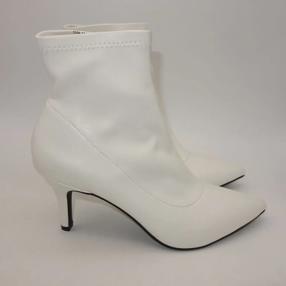 NEW INC International Concepts Women' s 11 White Bray Pointed Toe Ankle Booties